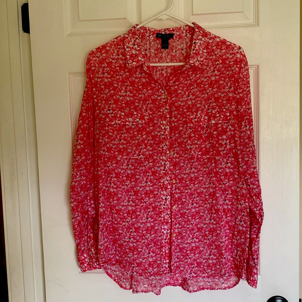 Gap long sleeved gauzy floral blouse